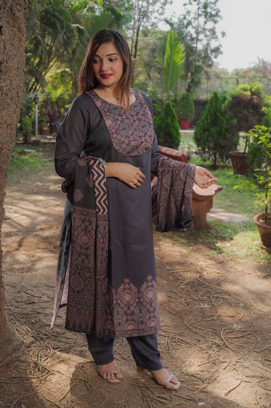 Charu - Black Dress 3 piece set