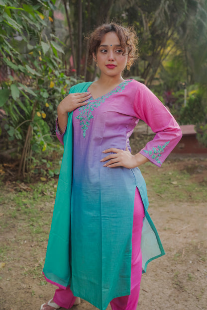 Eesha - Pink Ombre Dress 3 piece set