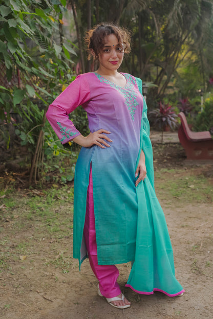 Eesha - Pink Ombre Dress 3 piece set