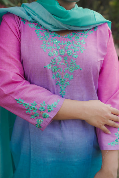 Eesha - Pink Ombre Dress 3 piece set