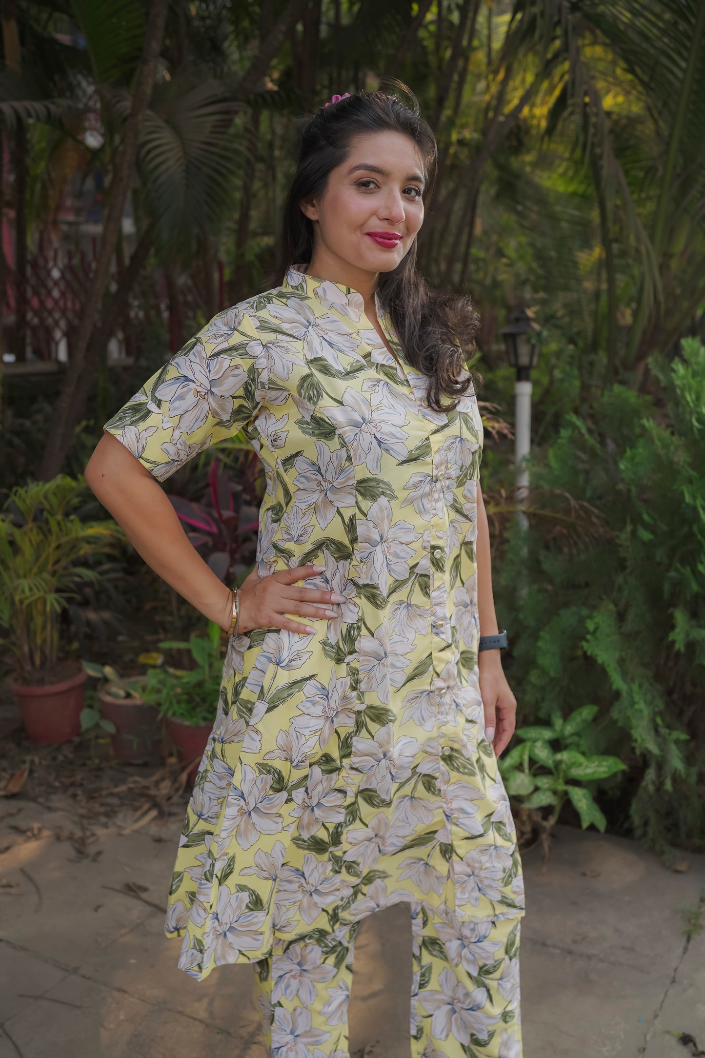Hiral - yellow floral kurti set