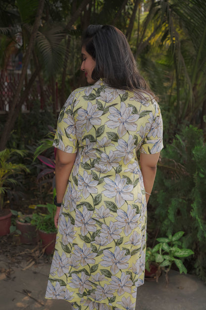Hiral - yellow floral kurti set