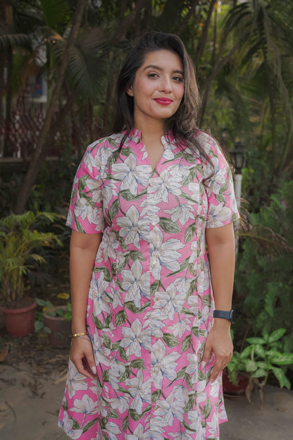 Hita - pink floral kurti set