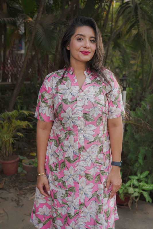 Aanya - pink floral kurti set