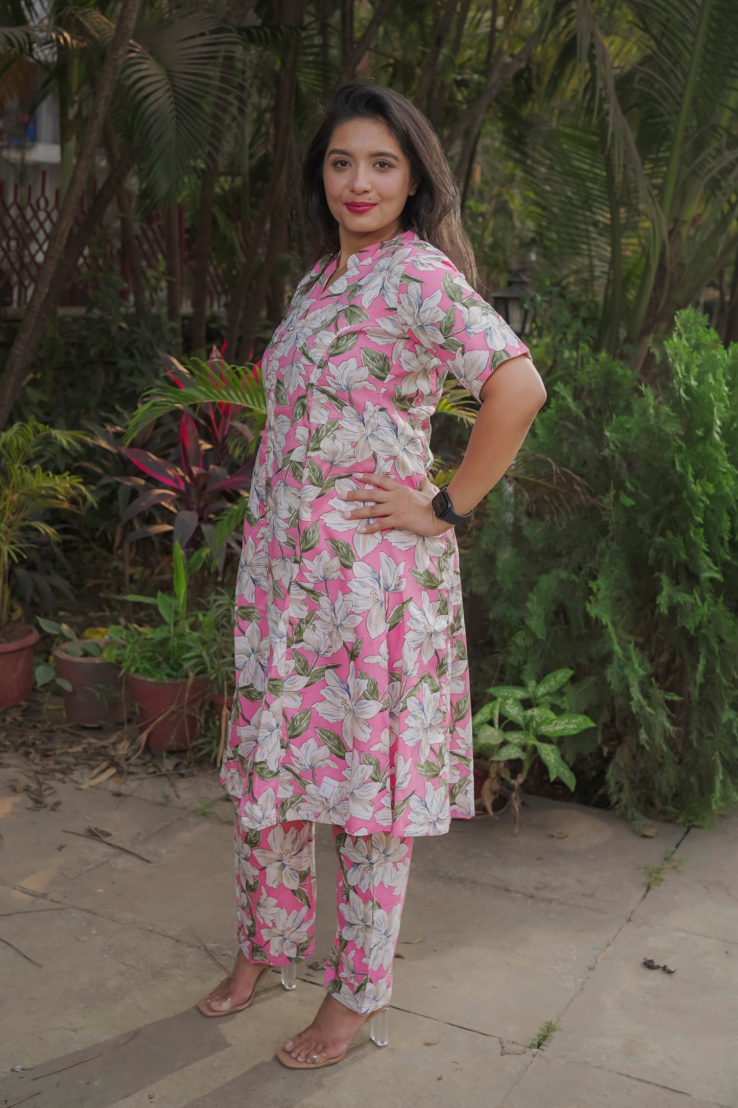 Hita - pink floral kurti set