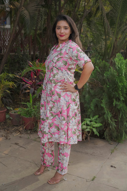 Hita - pink floral kurti set