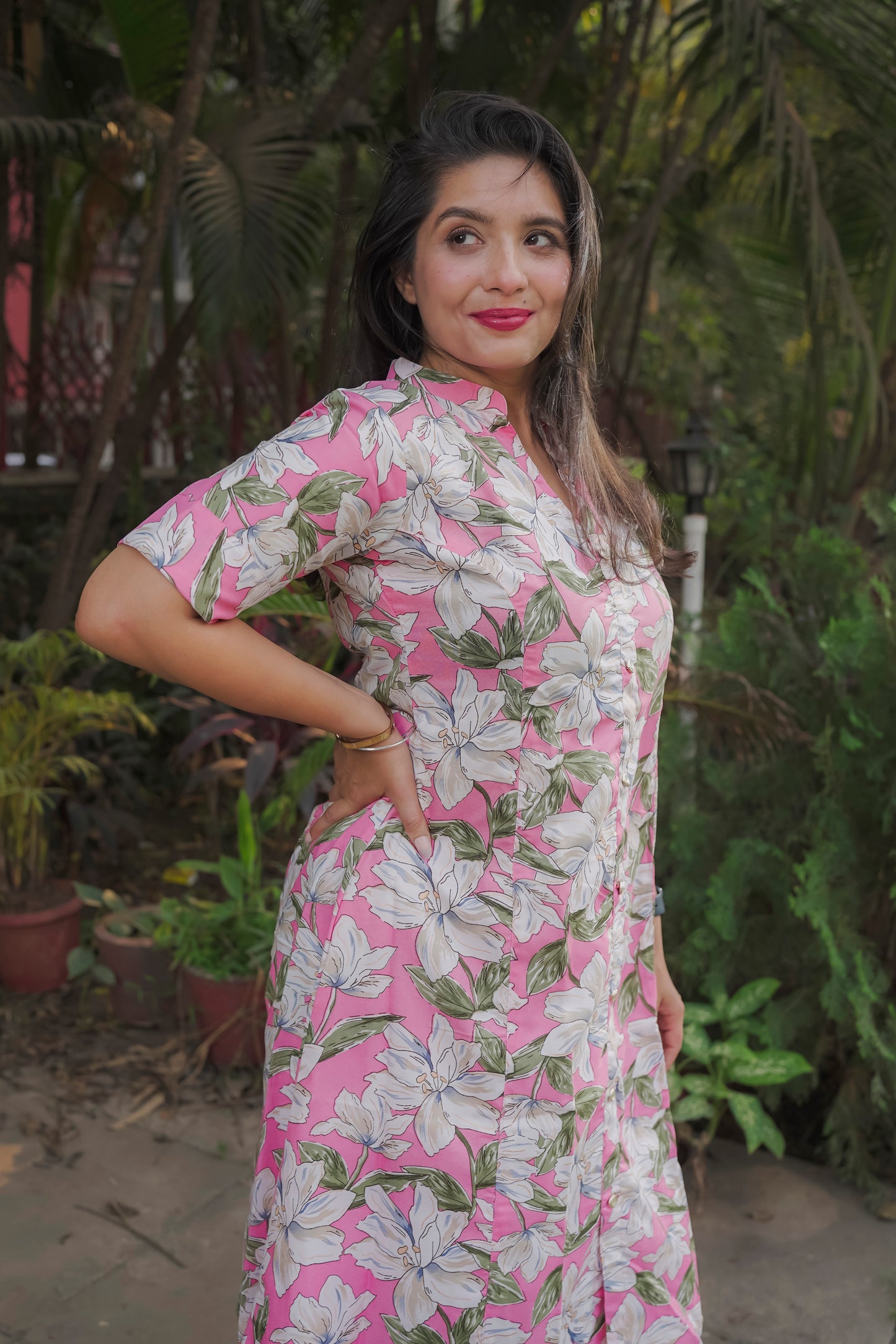Hita - pink floral kurti set