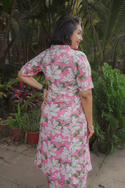 Hita - pink floral kurti set