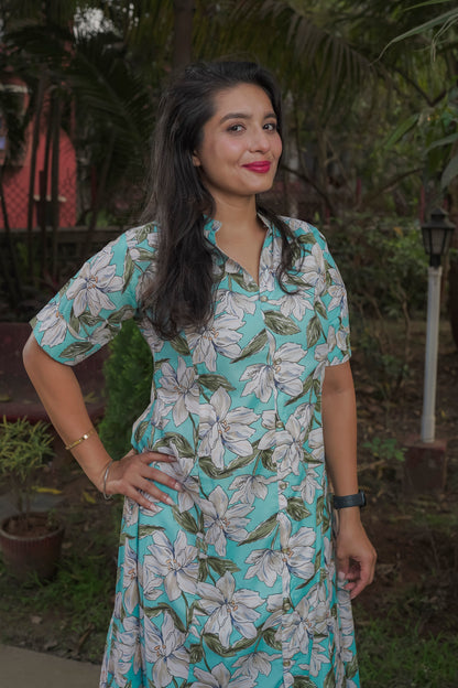 Hitakshi - light blue floral kurti set