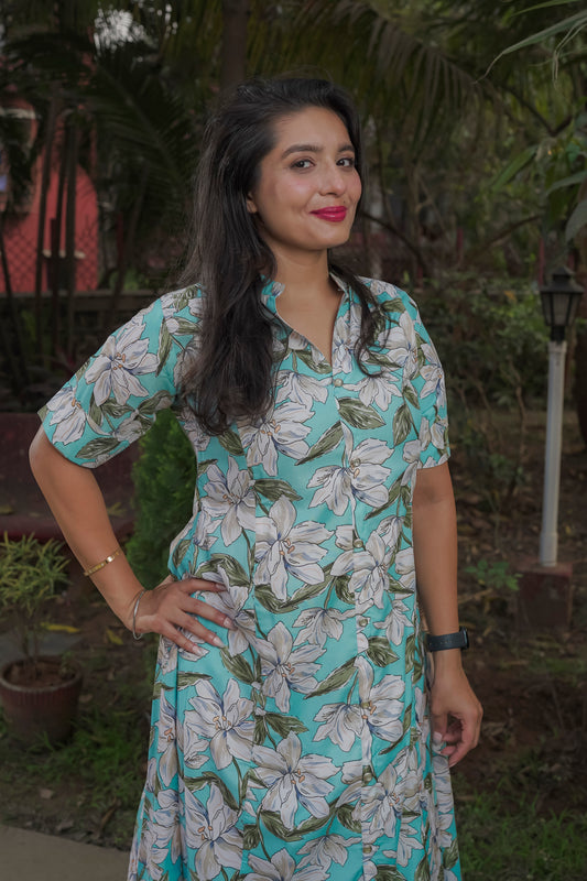Aarohi - light blue floral kurti set