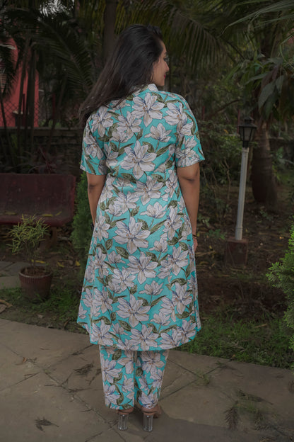 Hitakshi - light blue floral kurti set