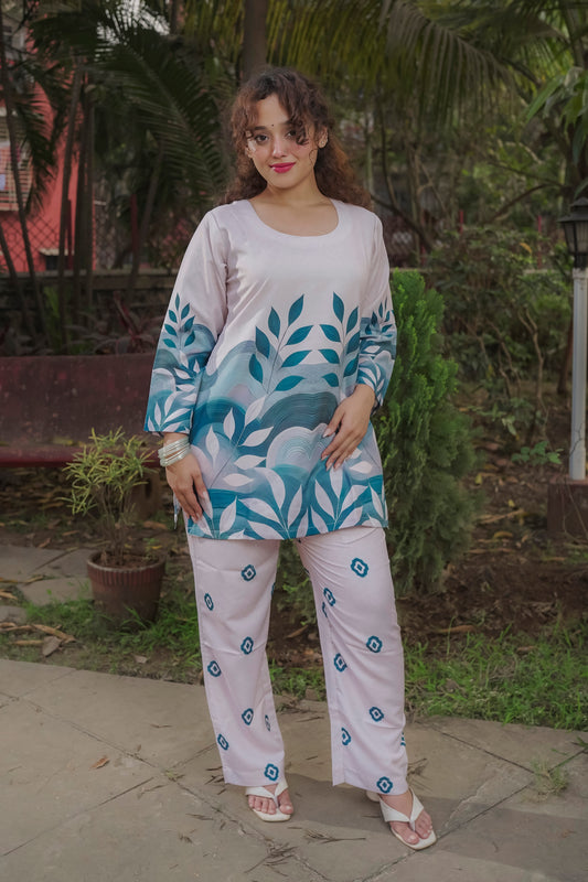 Bhavna - Cream and Blue Co-ord set