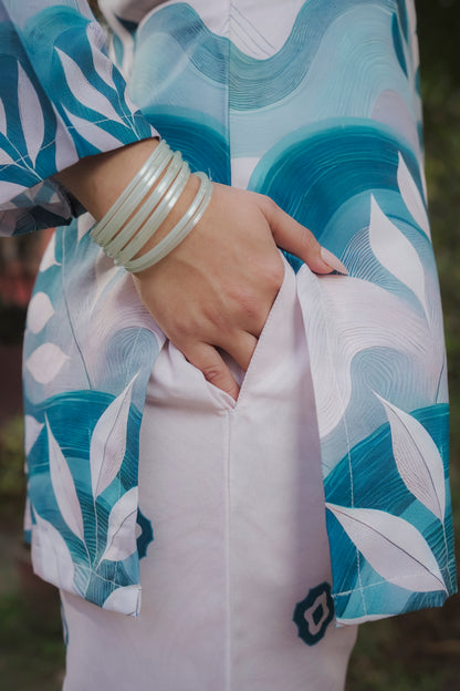 Bhavna - Cream and Blue Co-ord set