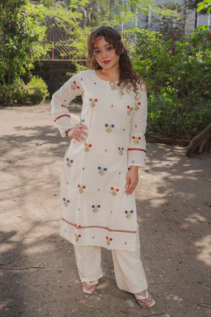 Aanya  - White kora cotton Kurta