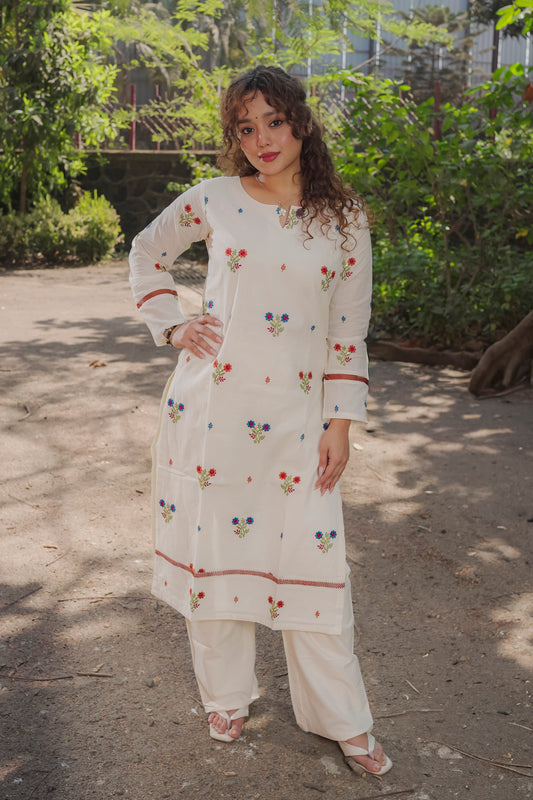 Aanya  - White kora cotton Kurta