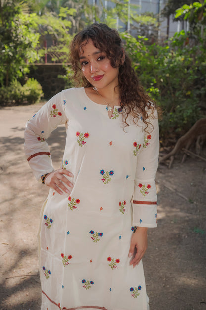 Aanya  - White kora cotton Kurta