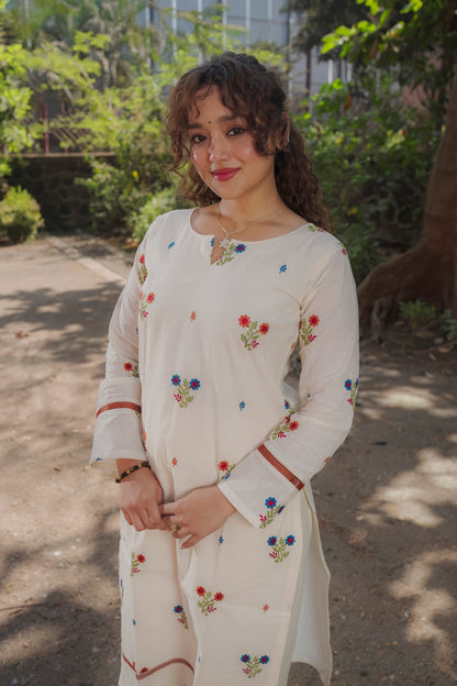 Aanya  - White kora cotton Kurta