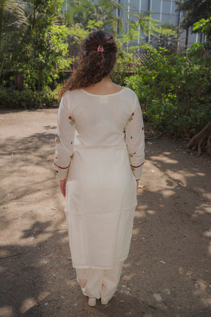 Aanya  - White kora cotton Kurta