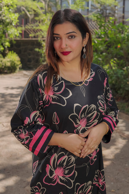 Charvi - Black and pink kurti 2 piece