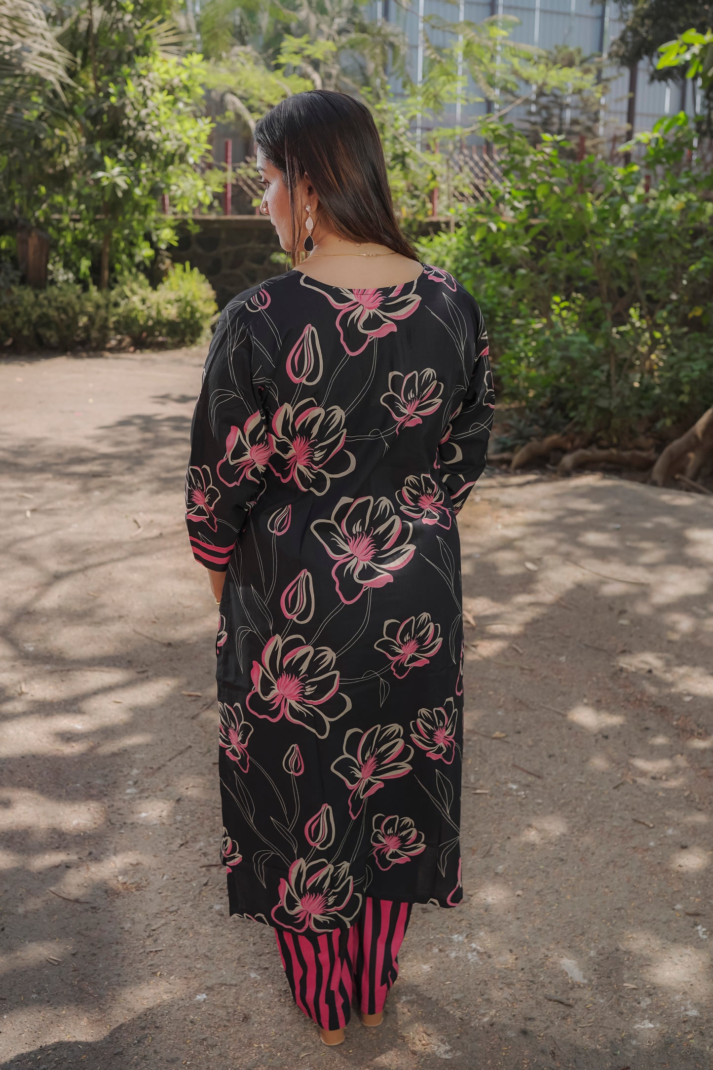 Charvi - Black and pink kurti 2 piece